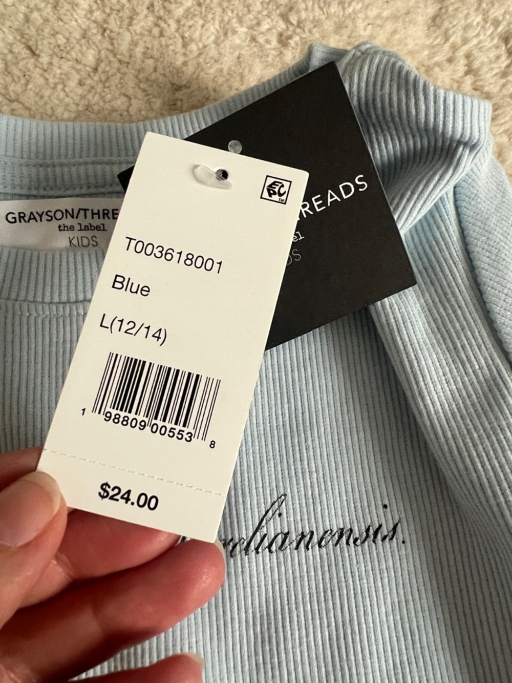 NEW Grayson Threads Light Blue Floral Ribbed Graphic Tee - Picture 6 of 6